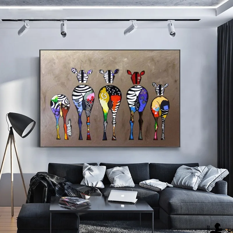 

Abstract Zebra On The Wall Oil Painting on Canvas Posters and Prints Cuadros Wall Art Pictures For Living Room