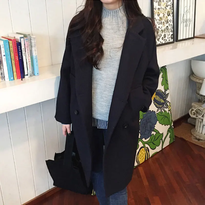 amazing  New Thin Wool Blend Coat Women Long Sleeve Turn-down Collar Outwear Jacket Casual Autumn Winter Ele