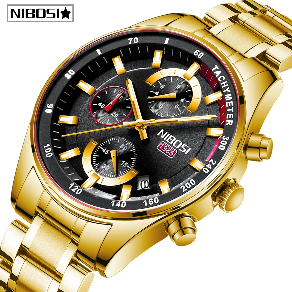 

Relogio Masculino NIBOSI Men Watches Top Brand Luxury Famous Men's Fashion Casual Dress Watch Military Gold Quartz Wristwatches