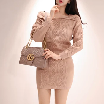 

Han edition set of head render shirt, cultivate one's morality twist knitting coat elegant knitting wool skirt of tall waist