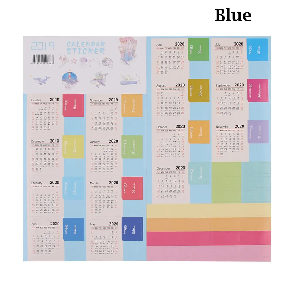 2 набора,, наклейка на календарь, блокнот, указательный ярлык, дневник с расписанием, планировщик, канцелярские наклейки, s, сделай сам, Декор, офисные, школьные принадлежности - Цвет: blue