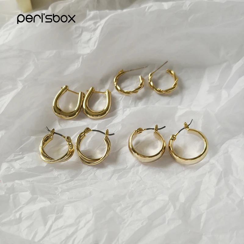 

Peri'sBox 4 Designs Gold Horseshoe Small Hoop Earrings for Women 3 Row Twisted Hoop Earrings Minimalist Plain Hoop Earrings 2019