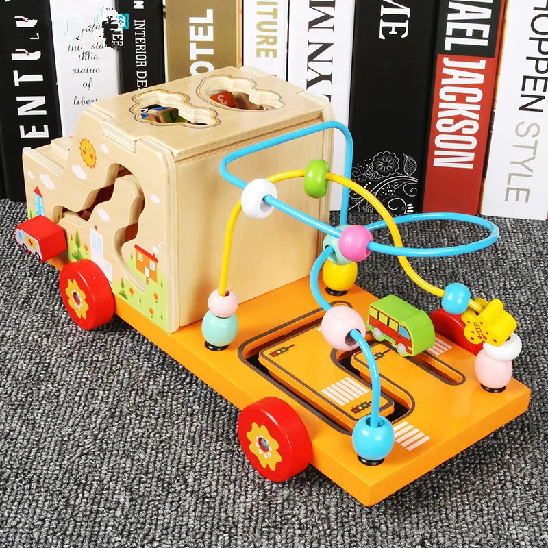 

New Style Multi-functional Learning Bead-stringing Toy Stroller Children Learning Cognitive Calculation Frame Building Blocks Ab
