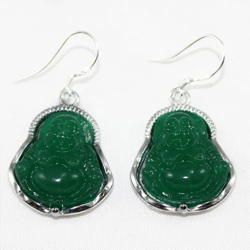 

Chines Style Natural jade With Buddha Earring