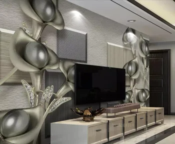 

CJSIR Wallpaper Mural Embossed Jewelry 3D Tulip TV Background Wall Living Room Bedroom Decoration Background 3d Wallpaper
