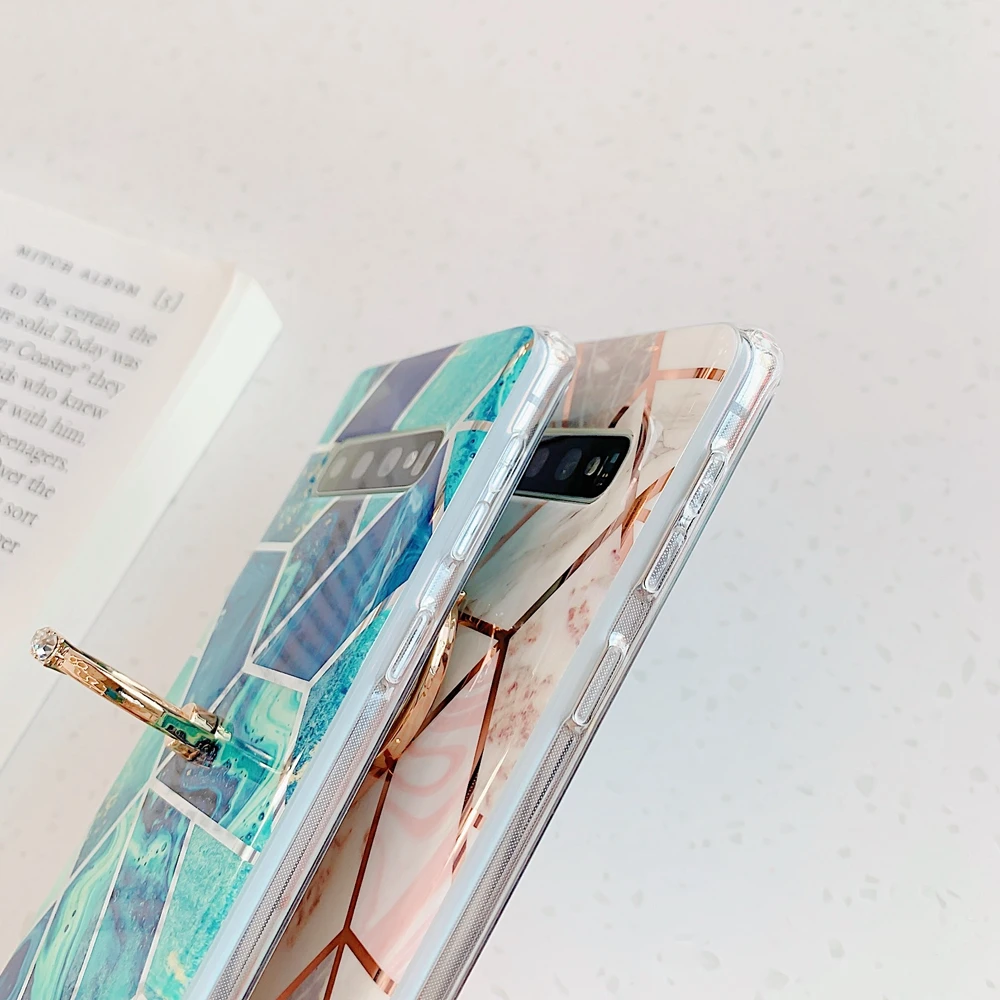 Мраморный комбинированный чехол для телефона samsung A50 A70 геометрический градиентный чехол для телефона samsung Galaxy S8 S9 S10e покрытие с кольцом чехол