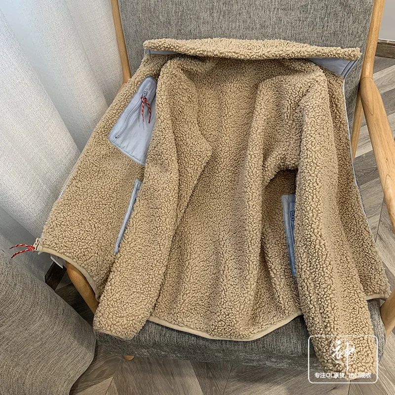 

A Generation of Fire Half of the Sky COUPLE'S Casual Trend Versatile Stand Collar Furry Short Jacket Entity