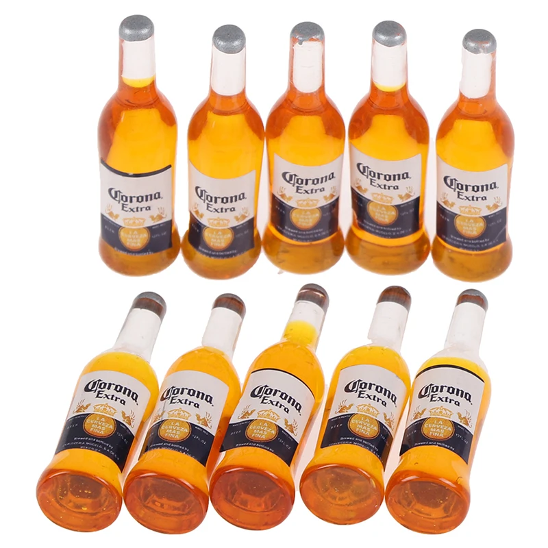 

10Pcs 1/6 Dollhouse Miniature Resin Bottle Simulation Drink Wine Bottle Model Play Kitchen for Barbies Doll Food Toy Accessories