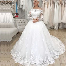 Vestido de noiva свадебное платье с длинным рукавом недорогие свадебные платья невесты роскошные Abiti da sposa