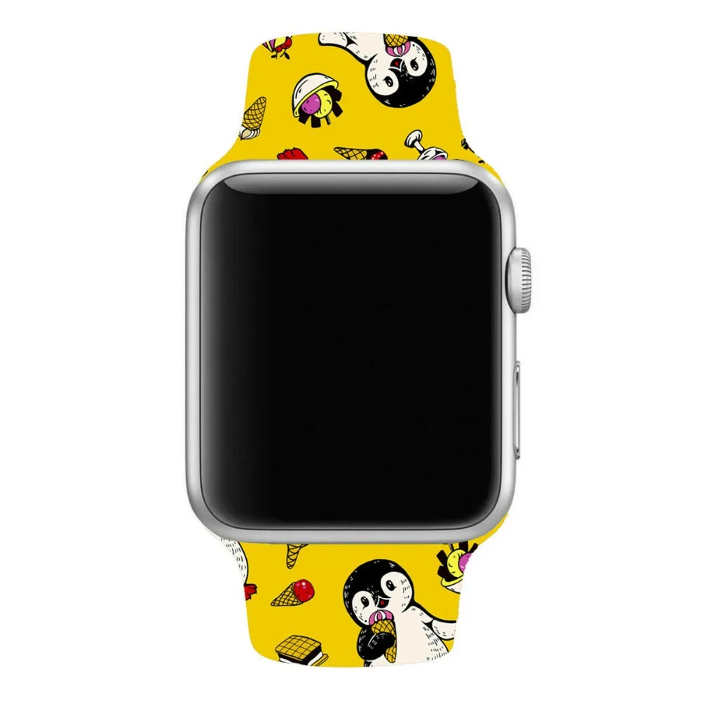 Сменный спортивный ремешок для Apple Watch Band 5, 4, 44 мм, 40 мм, силиконовый браслет с цветочным принтом для iWatch Series 3, 2, 1, 42 мм, 38 мм