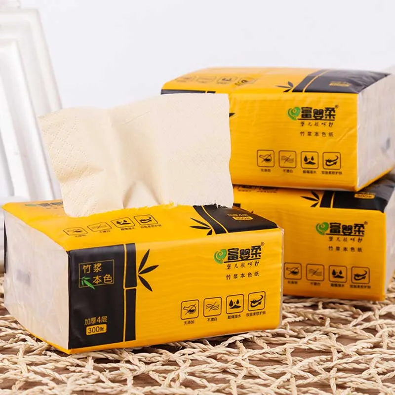 8 Packets Of Sanitary Napkins 300 Sheets Of 4-Layer Thickened Natural Color Napkin Paper Napkin Flexible Natural Color FYR001
