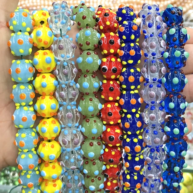 Glass Beads 3mm Hole Loose Beads for Bracelet Earring Making Blue Green