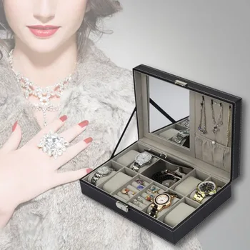 

PU Leather Jewelry Case Multifunctional Storage Box Organizer for Earrings Ring Bracelet Watch Jewelry Display Box Holder