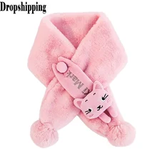 Принт с животными, лисичка, пушистые розовые шарфы, модная детская накидка для девочек и мальчиков, плюшевая шаль, шерстяной утепленный ветрозащитный шарф, abrigo mujer# ZD