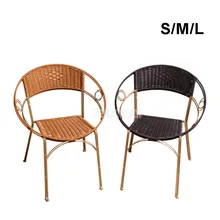 1 Набор из 2шт стул из ротанга простой домашний балкон PE ротанга плетеный металлический каркас стул для отдыха со спинкой для студентов/детей S/M/L