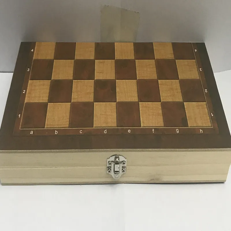 3 In 1 Set Wooden Folding Portable Travel Game Interactive Backgammon Checkers International Chess Board Game