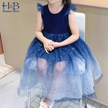 

Humor Bear Girls Dress 2020 NEW Summer Flying Sleeve Sweet Net Yarn Star Princess Party Dress Toddler Baby Kids Girls Clothing