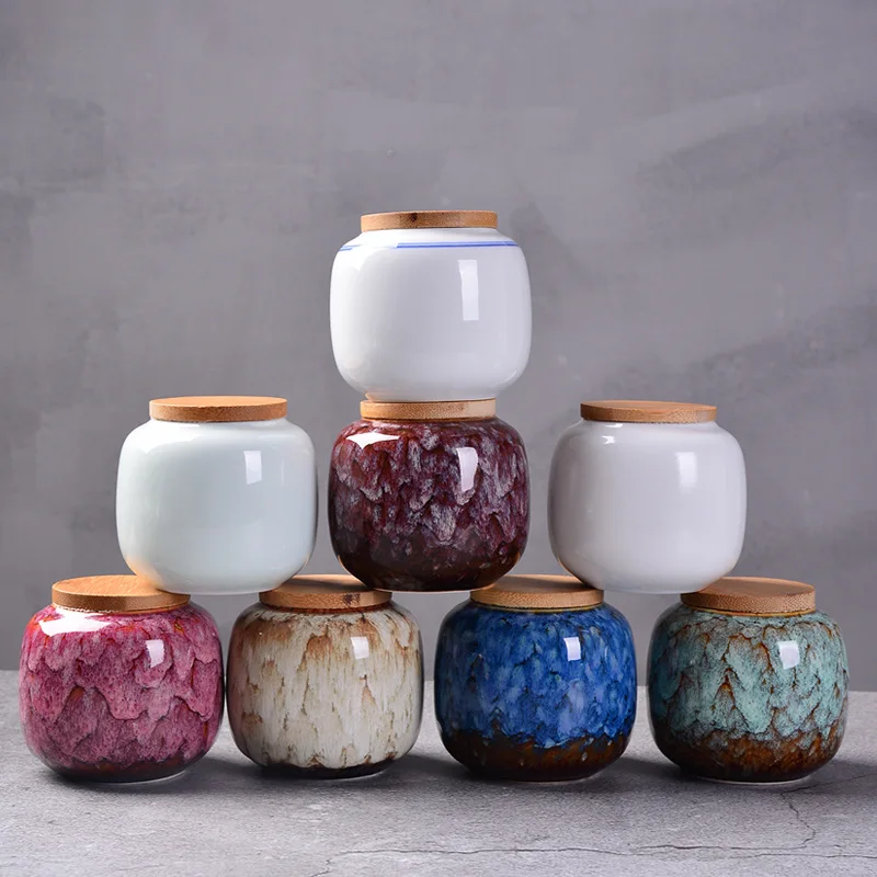 220ml Ceramic Kitchen Tea Box Retro Fission Color Caddies Containers Travel Storage Porcelain Jar For Powder Coffee | Дом и сад