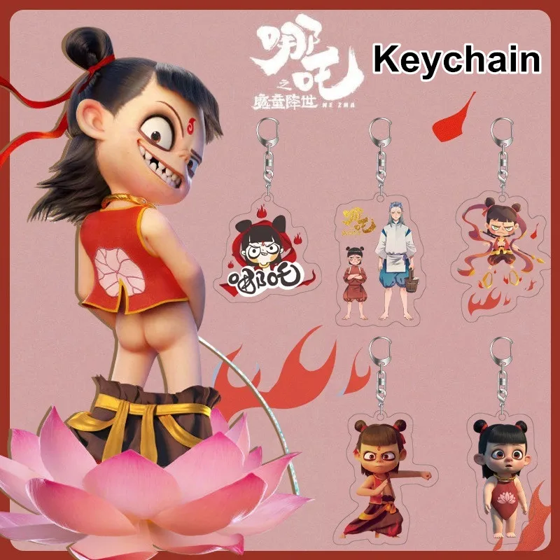 

1Pc Chinese Anime NE ZHA Acrylic Key Chain Ne Zha Ao Bing Cartoon Figure Pendant Key Holder Keychain GIfts
