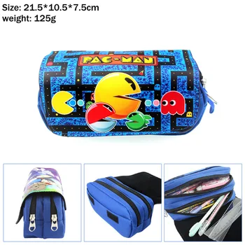 

Game Pac-Man canvas pencil case Women Travel Cosmetic bag Teenager Student Zipper penbag portable makeupbag Stationery Gift