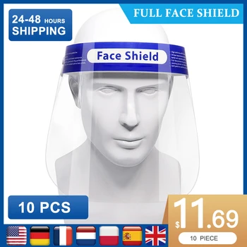 

10 Pcs Full Protection Mask Anti-droplets Face Shield Transparent Face Eyes Protector Safety Shield Dust-proof Protective Cover