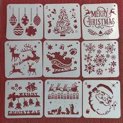 Pochoirs de noël pour peinture de père noël, 9 pièces/lot, 30cm, bricolage, couches de peinture, Scrapbook, coloration, gaufrage, décoration d'album 
