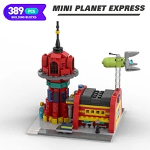 

Moc City Buildings Mini Planet Express Sterne Filme Series Spaceship Street View Building Blocks Model Toys for Children Gifts