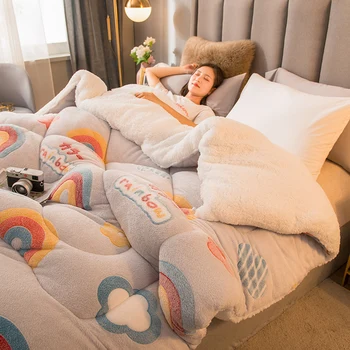 

5KGwinter quilts Thick winter Lamb wool Comforters Fleece Keep warm Quilt student dormitory Children Duvets King Queen Full Size