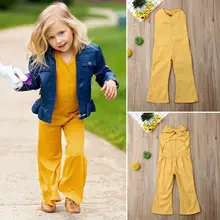 Детские расклешенные штаны для маленьких девочек комбинезон без рукавов, купальник без спины, комбинезоны, одежда От 1 до 6 лет