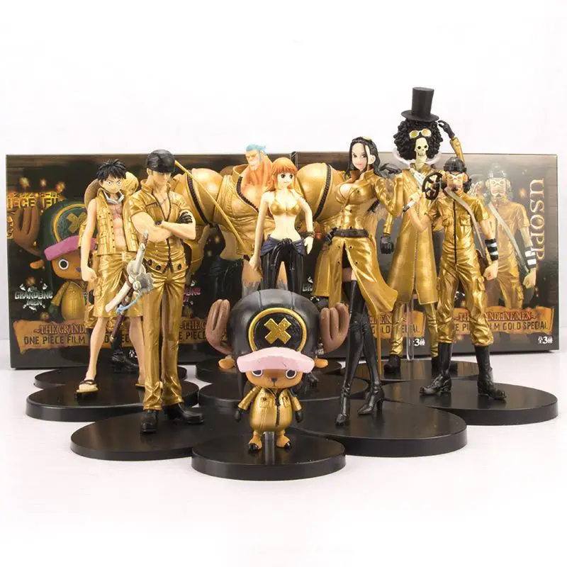 Anime DXF One Piece Film Gold Grandline Men 9pcs/set 15th Anniversary  Characters Luffy Figure Collection Toys