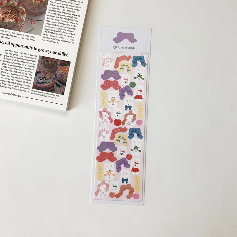 1Pc Ins Hot Kawaii Bear Bunny Stickers Scrapbooking Decorative Cute Sticker Korean DIY Diary Album Stick Label School Stationery