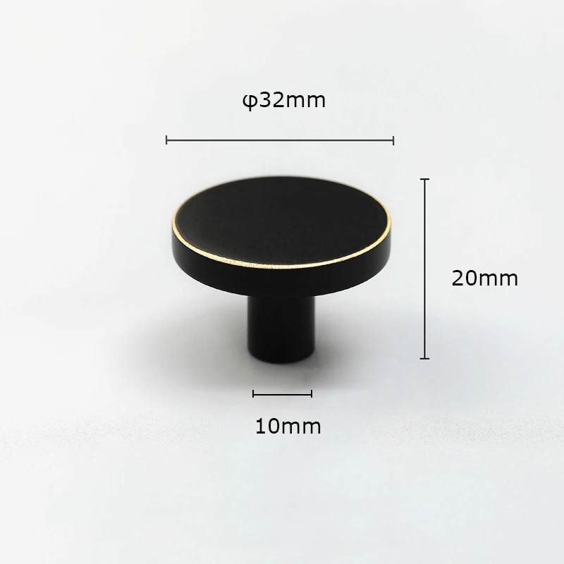 Black PVD Золотая латунная простая ручка для шкафа, круглые ручки для комода, черные латунные ручки для выдвижных ящиков, ручки для кухонного шкафа - Цвет: Black