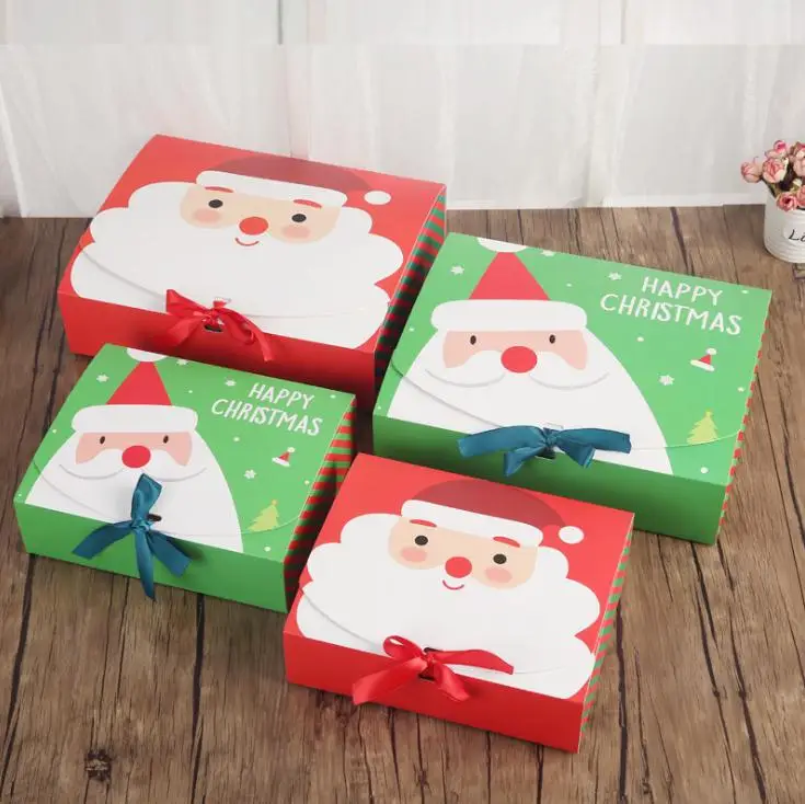 

Unique Christmas Eve Big Gift Box Santa & Fairy Design Papercard Kraft Present Party Favour Activity Box red green SN3087