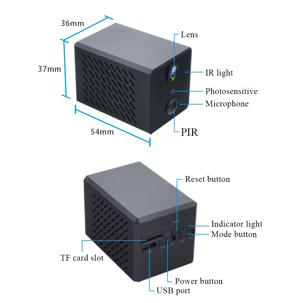 Мини камера видеонаблюдения JOZUZE 1080P Wi Fi P2P беспроводная ночного видения удаленный
