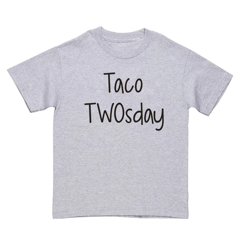 Детская футболка Летняя с надписью Taco Twosday свободная короткими рукавами для