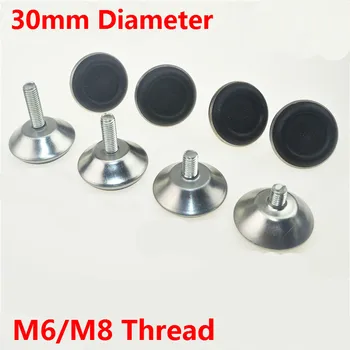 

4pcs Furiniture Legs Feet Protectors Cups Table Carbinet Legs Feet Hardware Accessory Silver Iron M6/M8 Thread 30mm Diameter
