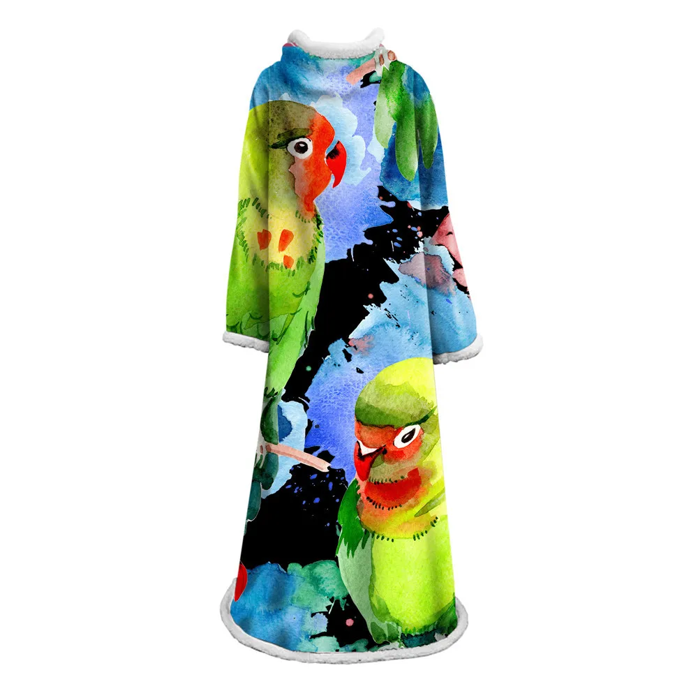 

Tropical Series Sleeve Blanket Flamingo Green Plant Printed Plush For Adults Kids Sherpa Fleece Plush Blanket Warm Throw Blanket