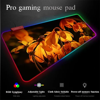

Yuzuoan Programming Large MousePad Beautiful Carnation Desk Pad USB Wired LED7-color Lighting RGB Gaming Mouse Pad Universal