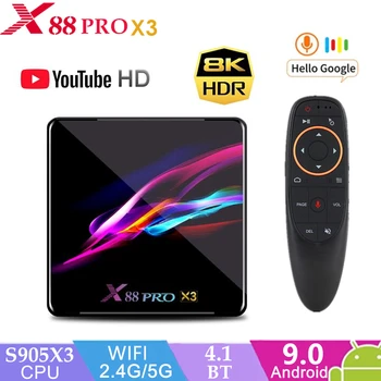 

X88 PRO X3 TV Box Android 9.0 4GB RAM 64GB 128GB 32GB Amlogic S905X3 Quad-core 1080p 8K Wifi youtube 2G 16G Set top Box