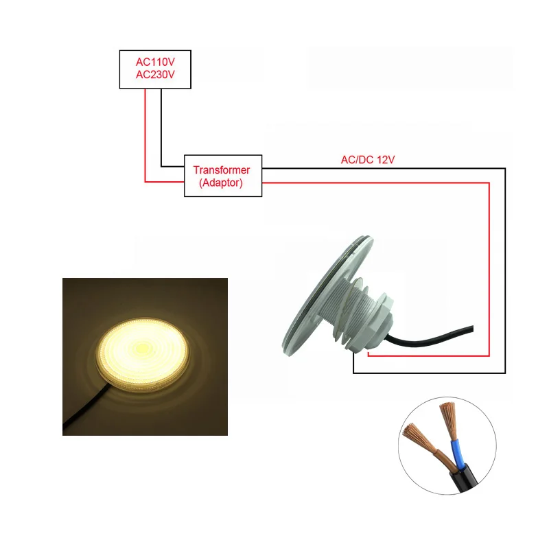 Underwater LED Light for Intex Pool 25W 30W 42W 50W 60W Resin Filled Multiple RGB color with Remote 12V AC submersible led pool lights Underwater Lights