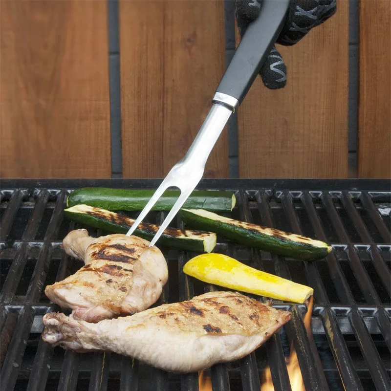18''stainless Steel Bbq Fork Black Long Meat Forks Plastic Handle
