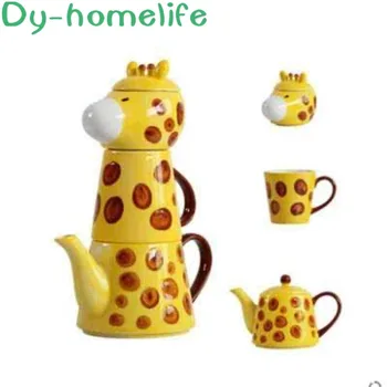 

Multi-size Cartoon Animal Creative Multifunctional Ceramic Tea Set Three-piece Home Decoration Stackable Coffee Mug Gift Set