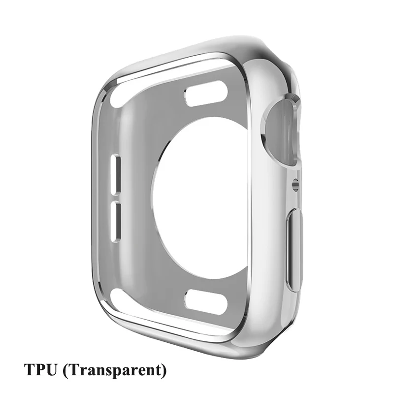 Защитный чехол для Apple Watch 38 мм, 42 мм, 40 мм 44 мягкий прозрачный TPU/Алюминий корпус из сплава для наручных часов Iwatch серии 5 4 3 2 1 Аксессуары - Цвет: Transparent