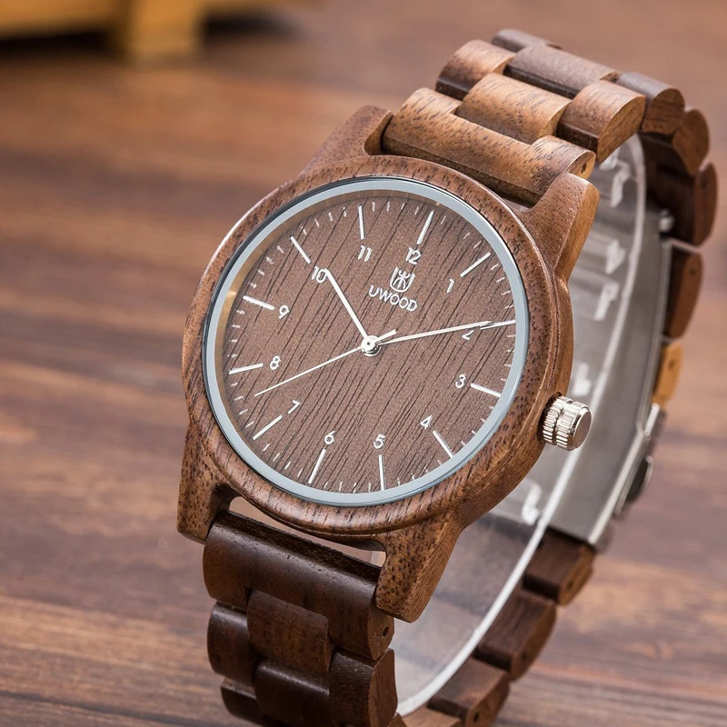 Uwood часы из натурального дерева для мужчин винтажные мужские деревянные часы Подарки для мужчин