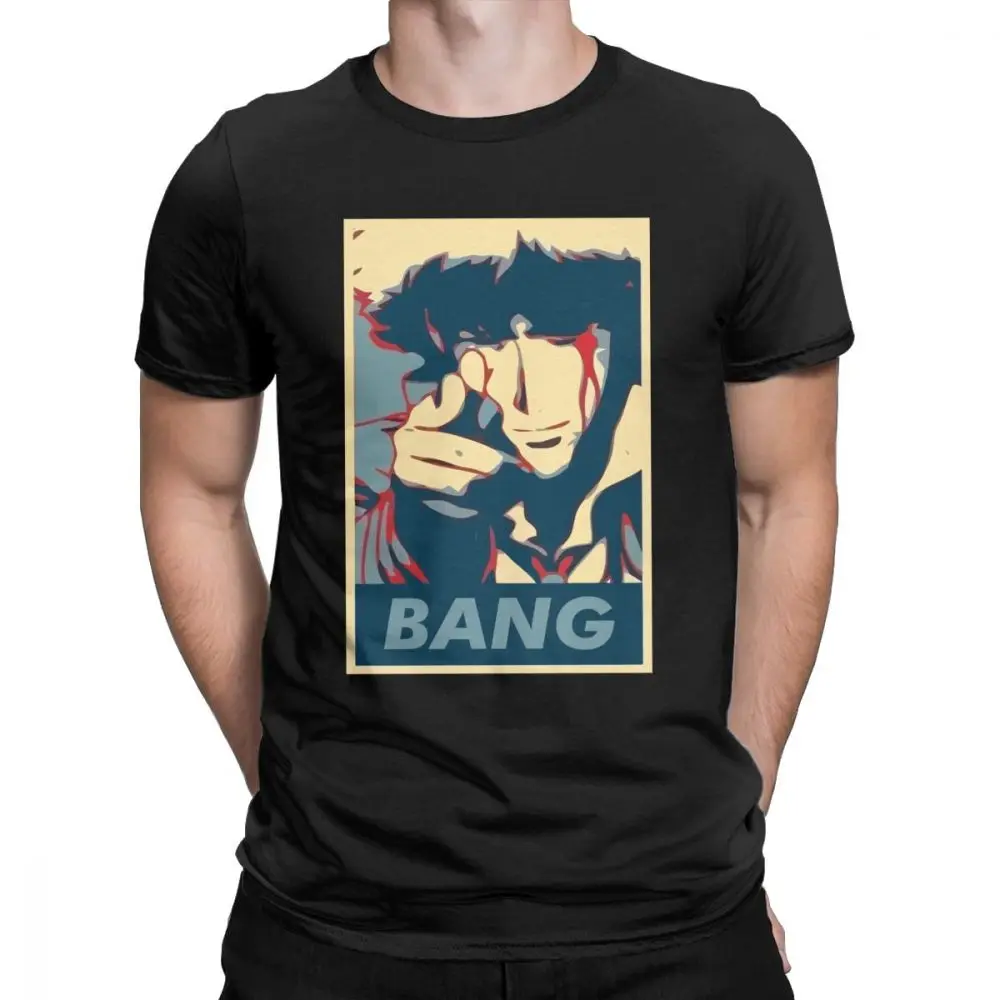 Ковбой Bebop футболки для мужчин Банг Спайк Шпигель короткий рукав новинка футболка Crewneck хлопковые топы Принт футболки - Цвет: Черный
