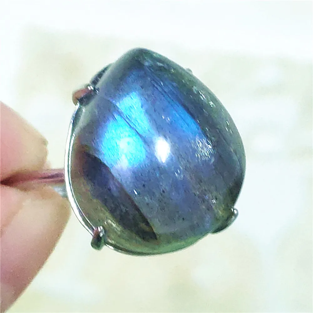 name necklace Genuine Natural Labradorite Blue Light Adjustable Ring 925 Sterling Silver Labradorite Oval Resizable Ring Jewelry AAAAAA gold necklace design