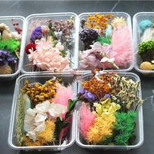 1 коробка, настоящие сухие цветы, сухие растения для ароматерапии, Свеча из эпоксидной смолы, подвеска, ожерелье, изготовление украшений, ремесло, аксессуары для творчества