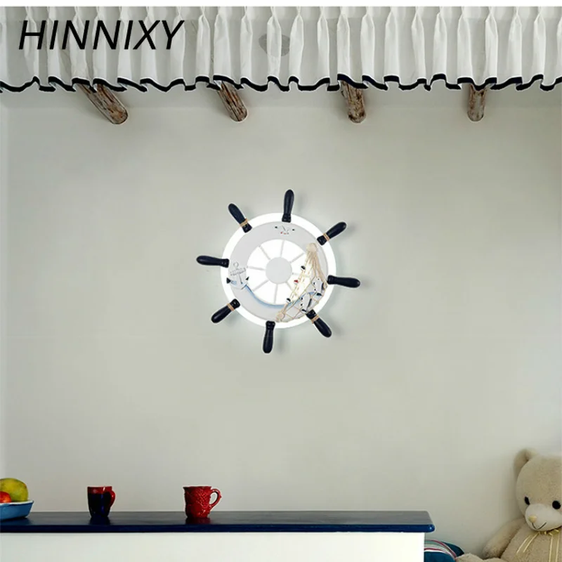 Hinnixy синий в форме руля ночные светильники для детей мальчик спальня океан Стиль