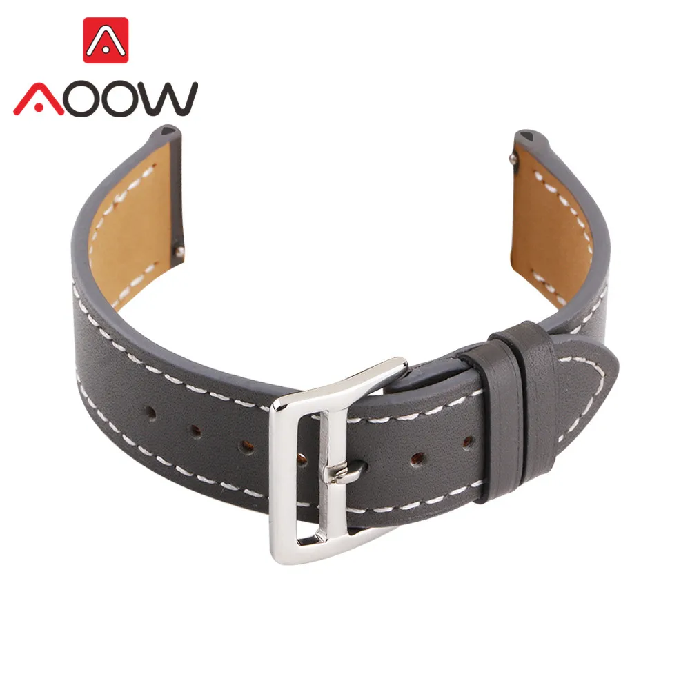 Grey 18 мм 20 мм 22 мм 24 мм ремешок из натуральной кожи для samsung Galaxy Watch Active2 42 мм 46 мм huawei GT 2 Amazfit браслет ремешок - Цвет ремешка: Grey