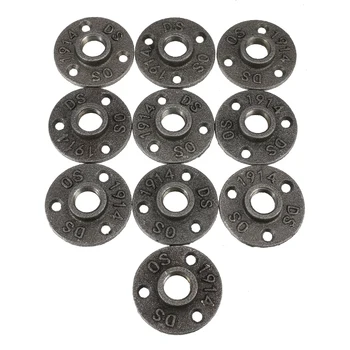 

1/2" 3/4" Black Decorative Malleable Iron Floor/Wall Flange Malleable Cast Iron Pipe Fittings BSP 10Pcs Threaded Hole